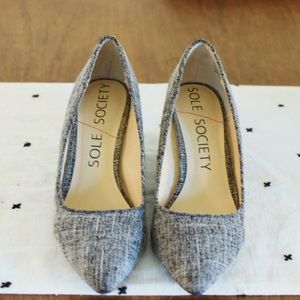 Sole Society Grey Tweed Wedges